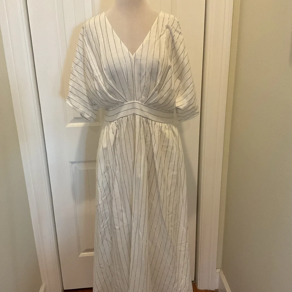 Chico's Dress Metallic Striped Maxi Size Chico’s Size 2P - Picture 4 of 10